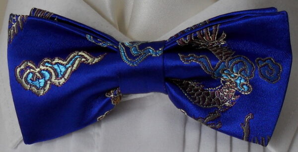 Royal blue jacquard ready tied bow tie